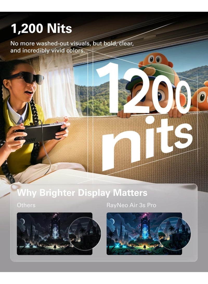 RayNeo Air 3s Pro AR/XR Glasses, 201" 120Hz FHD HueView Display, Portable AR Video Eyewear Gaming Glasses for iPhone 16/15, Android, Mac, Switch, PS5, Steam Deck - Next-Gen Wearable Theater-3Spro - Image 5